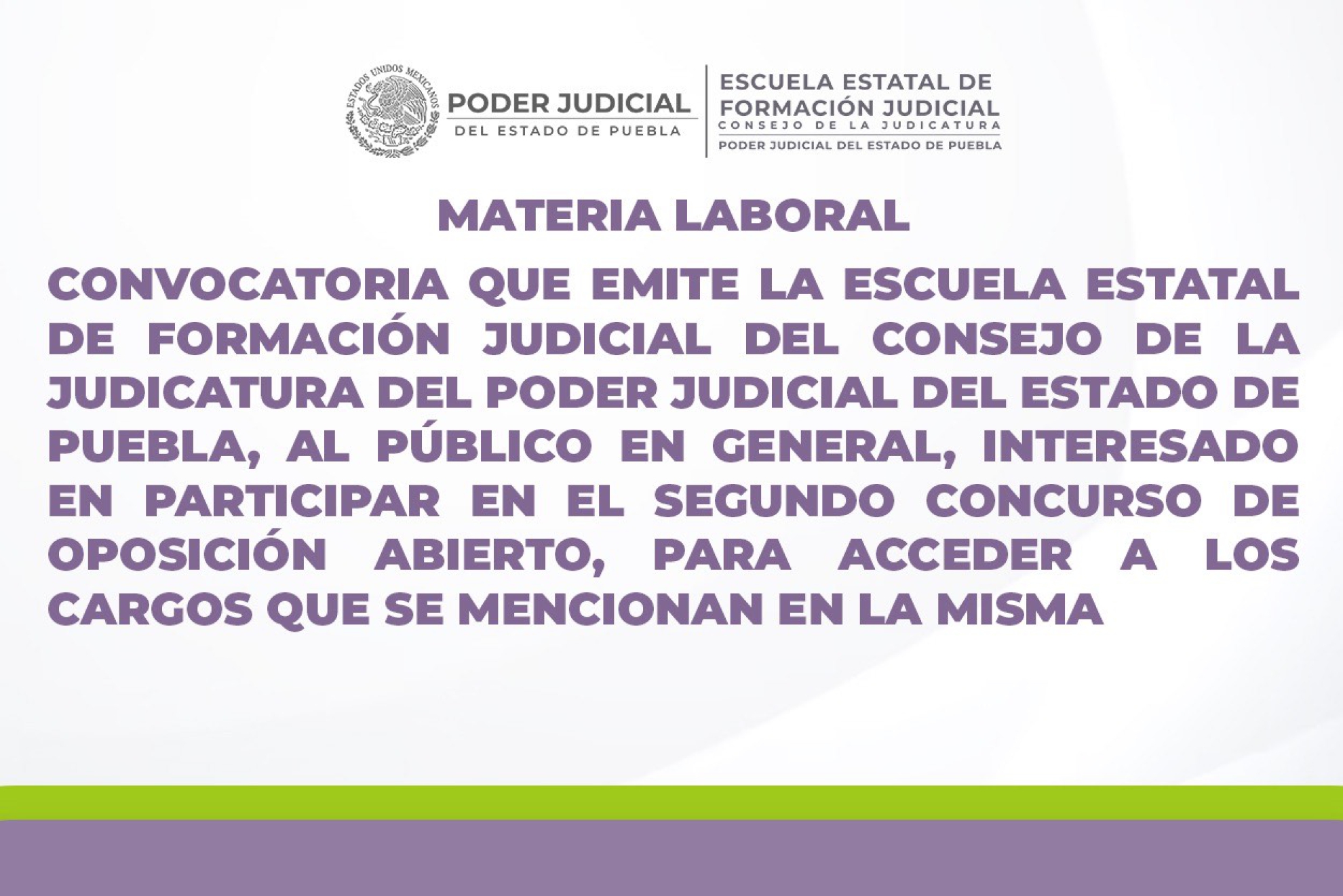 Segundo CONCURSO de oposición abierto en materia Laboral